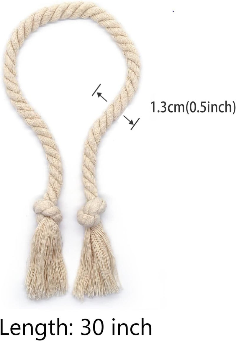 Yteseery 6 Pack Curtain Tiebacks, Outdoor Curtain Ties, Natural Cotton Curtain Holders, Village Rural Rustic Curtain Holdbacks, Farmhouse Boho Rope Curtain Tie Back for Drapery Patio, Beige - Image 4